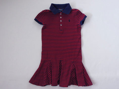 セール 30%off SALE [最大1000円 offクーポン 対象] ポロ ラルフローレン polo ralph lauren アウトレット 子供服 女の子 6歳 120cm 半袖 ワンピース ボーダー 赤 紺 ポロ地 スモールポニー 春 夏 ★4 ガールズ 女児 キッズ 【中古】 ユーズド リサイクル こども