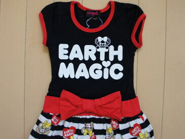 セール 30%off SALE [manamana] アースマジック earth magic アウトレット 子供服 女の子 100cm 半袖 ワンピース 黒 赤 マフィーちゃん 春 夏 ★4 ガールズ 女児 キッズ 【中古】 ユーズド リサイクル 古着 子ども服 こども