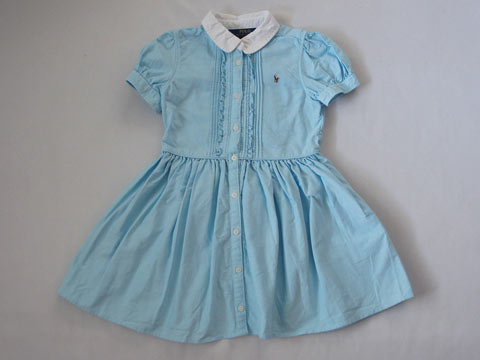 [枚数限定クーポンあり] ポロ ラルフローレン polo ralph lauren アウトレット 子供服 女の子 6歳 約 120cm 半袖 ワンピース スモールポニー 水色 春 夏 ★3 ガールズ 女児 キッズ 【中古】 ユーズド リサイクル こども