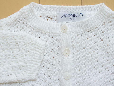[m] シモネッタミニ simonetta mini マメール アウトレット 子供服 女の子 2歳 約 90cm ベビー服 七分袖 カーディガン 白 透かし 春 夏 ★3 トップス ガールズ キッズ ベビー 【中古】 ユーズド 子ども服 2