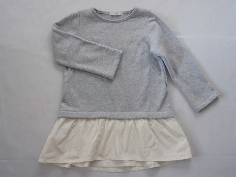 [m] LUGHA POCKET 三越 伊勢丹 アウトレット 子供服 女の子 140cm 長袖 トレーナー チュニック グレー 秋 冬 ★3 トップス 冬服 ガールズ 女児 キッズ ジュニア 【中古】 ユーズド リサイクル こども