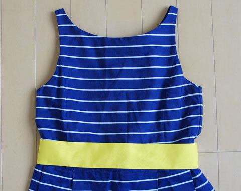 [最大P14倍 5日24h要エントリー] ポロ ラルフローレン Polo Ralph Lauren アウトレット 子供服 女の子 ワンピース 12歳 約 150cm 青 白 ボーダー 黄色 リボンベルト ノースリーブ 春 夏 ★4 ガールズ キッズ ジュニア 【中古】 ユーズド リサイクル