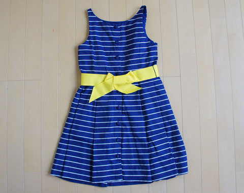 [最大P14倍 5日24h要エントリー] ポロ ラルフローレン Polo Ralph Lauren アウトレット 子供服 女の子 ワンピース 12歳 約 150cm 青 白 ボーダー 黄色 リボンベルト ノースリーブ 春 夏 ★4 ガールズ キッズ ジュニア 【中古】 ユーズド リサイクル