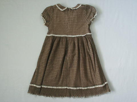 【セール 30%off SALE】 [m] トッカバンビーニ tocca アウトレット 子供服 女の子 8歳 約 120cm 半袖 ワンピース 茶色 レース 春 夏 ★3 ガールズ 女児 キッズ 【中古】 ユーズド リサイクル こども