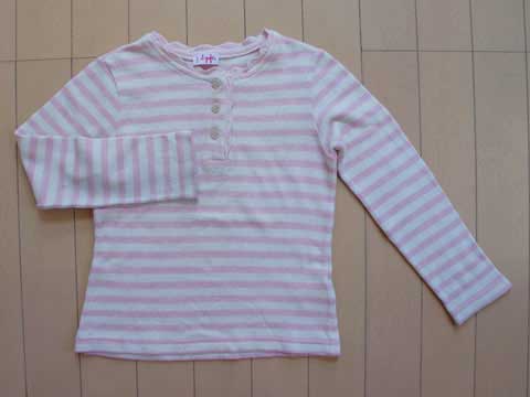 [m]イルグッフォ il gufo マメール 子供服 女の子 6歳 110cm 長袖 ニット セーター ボーダー クリーム ピンク 秋 冬★2 キッズ 【中古】 ユーズド ガールズ 女児 アウトレット リサイクル 古着 子ども服 こども服