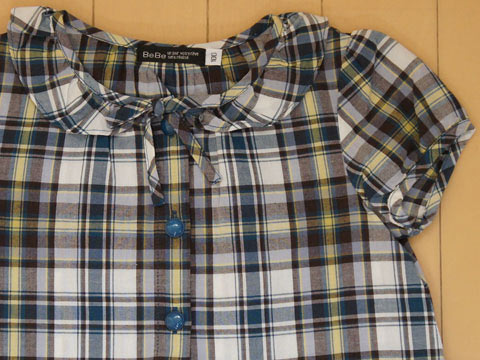 [最大P14倍 5日24h要エントリー] ベベ bebe アウトレット 子供服 女の子 100cm 半袖 ワンピース チェック 白 青 茶 春 夏 ★4 ガールズ 女児 キッズ 【中古】 ユーズド リサイクル 古着