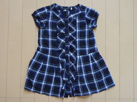 Rakuten - 【70%off SALE 半額以下】 [m]ベベ bebe アウトレット 子供服 女の子 100cm 半袖 ワンピース チェック 黒 紫 春 夏 ★4 ガールズ 女児 キッズ 【中古】 ユーズド リサイクル 古着