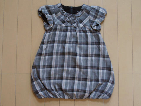 樂天商城 - [m]ベベ bebe アウトレット 子供服 女の子 100cm 半袖 ワンピース チェック グレー ★4 ガールズ 女児 キッズ 【中古】 ユーズド リサイクル 古着