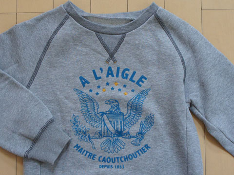 [m]エーグル aigle アウトレット 子供服 男の子 120cm 長袖 トレーナー グレー 裏起毛 防寒 ワシ イーグル 無地 秋 冬 ★2 トップス 冬服 ボーイズ 男児 キッズ 【中古】 ユーズド リサイクル 古着 子ども服 こども