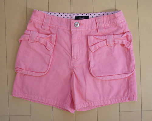 [m] バービー barbie アウトレット 子供服 女の子 140cm ショート パンツ ピンク リボン 春 夏 ★3 ボトムス ガールズ 女児 キッズ ジュニア 【中古】 ユーズド リサイクル 古着 子ども服 こども