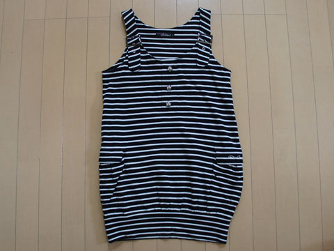 [m]ブルークロスガールズ blue cross girls L 160cm 子供服 女の子 女児 チュニック 黒白 ボーダー ノースリーブ ★4 キッズ ジュニア 【中古】 ユーズド ガールズ アウトレット リサイクル 古着 こども服 子供