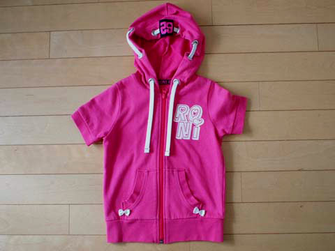 【70%off SALE 半額以下】 [m]RONI ロニィ ロニ　ロニー 子供服 ジップアップ 半袖 パーカー ピンク フード S 約 110cm ★4 キッズ 【中古】 ユーズド 女の子 女児 ガールズ ブランド USED アウトレット リサイクル 古着 子ども服 こども服