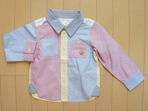Rakuten - [ポイント最大12倍] ★5 新品 未使用 エックスガール x-girl アウトレット 子供服 女の子 4歳 約 100cm 長袖 シャツ マルチカラー 水色 黄 春 秋 冬 トップス ガールズ 女児 キッズ 【中古】 リサイクル 古着 子ども服 こども