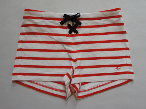[m] プチバトー petit bateau アウトレット 子供服 女の子 6歳 約 110cm ショート パンツ カットソー ボーダー 白 赤 春 夏 ★3 ボトムス ガールズ 女児 キッズ プチプラ 【中古】 ユーズド リサイクル