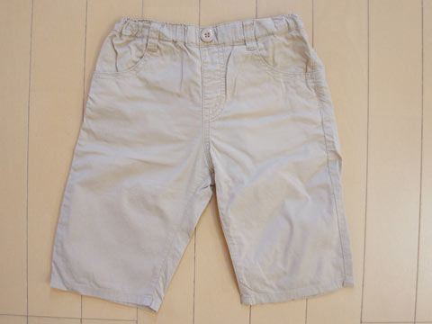 [m] ミキハウス アウトレット miki house mikihouse 子供服 男の子 110cm パンツ ハーフ丈 ベージュ 無地 薄手 春 夏 ★4 ボーイズ 男児 キッズ 【中古】 ユーズド リサイクル 古着 子ども服 こども(4.0)