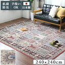 【要エントリー最大400円クーポン】 240x240cm ラグ イザヴェル・アースガル 全2色 | カーペット 韓国 おしゃれ 4.5畳 かわいい オリエンタル オリエンタル柄 洗える デザイン 国産 ペルシャ風 ペルシャ柄 正方形 抗菌 防ダニ 防臭 毛足が短い 柄 絨毯 オールシーズン レッ