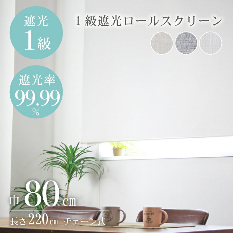 【9/4 20:00〜スーパーセールP5倍】 80×220 ロールスクリーン シェイディ 全3色 | 1級 遮光 幅80cm ロールカーテン ロールブラインド 無地 アイボリー ベージュ グレー 目隠し 遮光ロールスクリーン 間仕切りのサムネイル