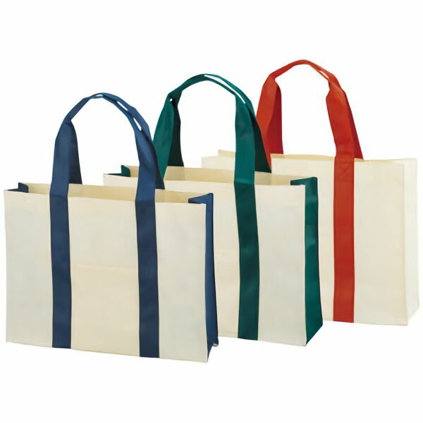 不織布バッグ（ポケット付）横型ネイビー