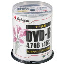 ●1個（100枚入）●型式／DHR47JPP100　●記憶容量／4.7GB　●倍速／16倍速　●スピンドルケース　●レーベル／インクジェットプリンタ対応、ホワイト　●包装数：1