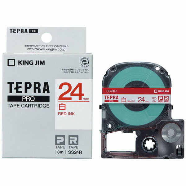 「テプラ」PROテープ　白ラベル　赤文字　SS24R テプララベルライター ラベルライター テープカートリ..