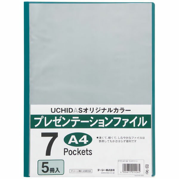 【商品概要】●モスグリーン●1パック（5冊入）●UCHIDAS限定カラー4色！※10ポケットのオリジナルカラーは2色。●表紙＋成績表3学期分（3枚）＋修了証書をいれてもまだ2ポケットの余裕があります。【サイズ・重量表記】●型式／PTFU-07-32●寸法／305（縦）×230（横）mm●ポケットシート厚／0.04mm●表紙厚／透明表紙：0.18mm、裏表紙：0.38mm●背幅／1mm●材質／再生ポリプロピレン●中紙なし●包装数：5冊パック1／10※ご利用の環境により、実物の色と異なる場合がございます。