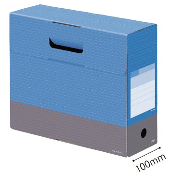 ボックスファイルフタ付A4−E　100mm　スカイブルー