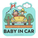 おさるのジョージ　マグネットカーサイン BABY IN CAR【ひとまねこざる/車/カーアクセサリー/ドラレコ/ドライブレコーダー/録画中/出産祝い/赤ちゃんが乗っています】