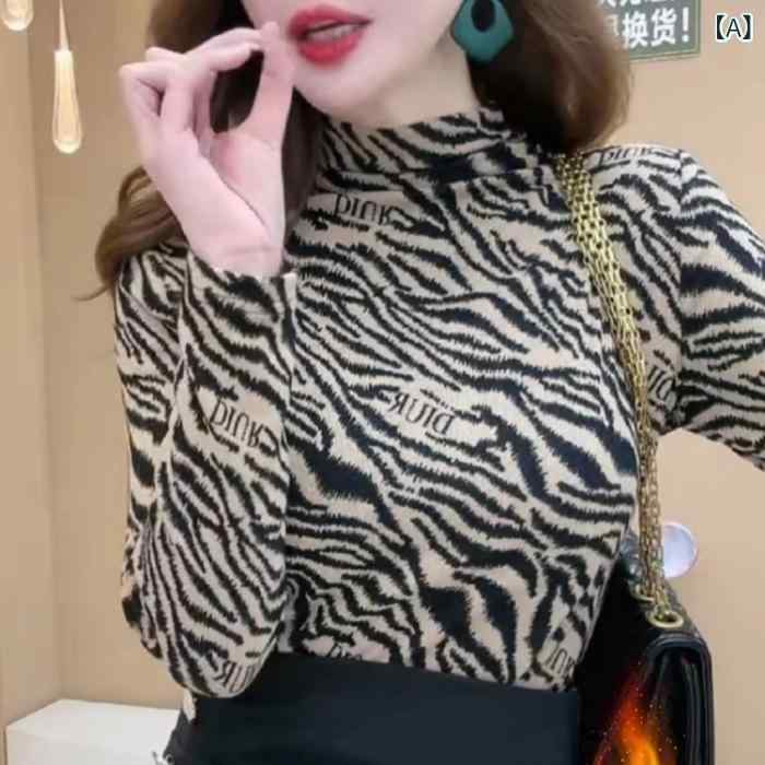 Rakuten - パーカー 女性 かわいい ゆったり かっこいい 涼しい パーカー 女性 かわいい ゆったり かっこいい 涼しい パーカーの ヒョウ 柄の 保温の 底の シャツ レディース 秋冬型の 洋 気のお母さんの 半 高の 襟の ゆったりしている のが 見えて 痩せ