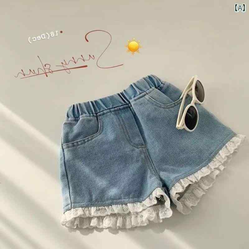Rakuten - 子供服 女の子 かわいい 涼しい 春夏 秋 子供服 女の子 かわいい 涼しい 春夏 秋 女の子 デニムジーンズ 夏 子供 ショーツ ベビー アウターウェア パンツ 薄手 中型と 大型