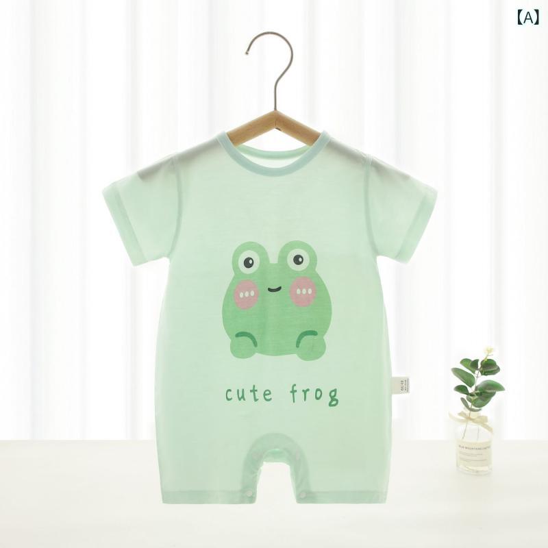 半袖の 赤ちゃんの ワンピースの 服の 夏の 天 糸の 通気性の エアコンの 新生児の 薄手 タイプの パジャマ