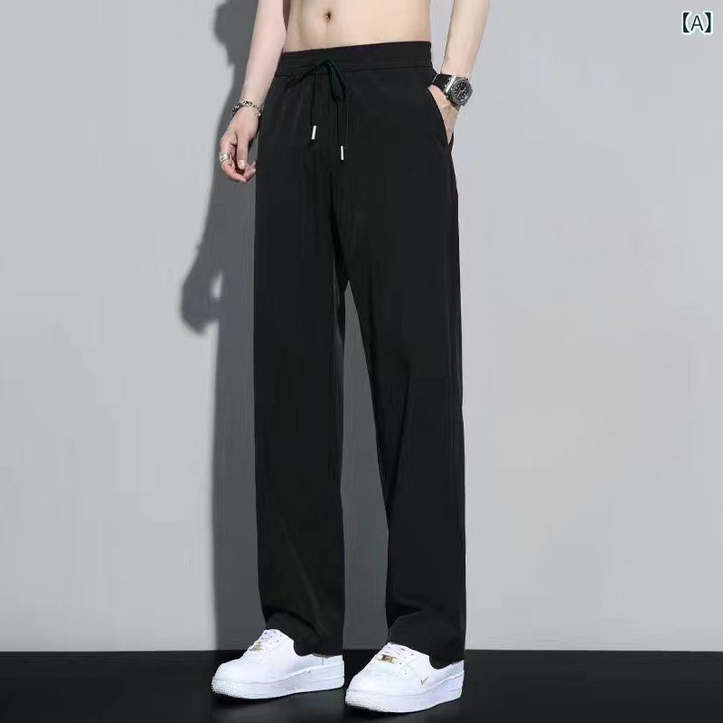 乐天商城 - 夏の メンズファッション 快適 通気性 スポーツ カジュアル パンツ 男性 クラシック シンプル 無地 ストレート