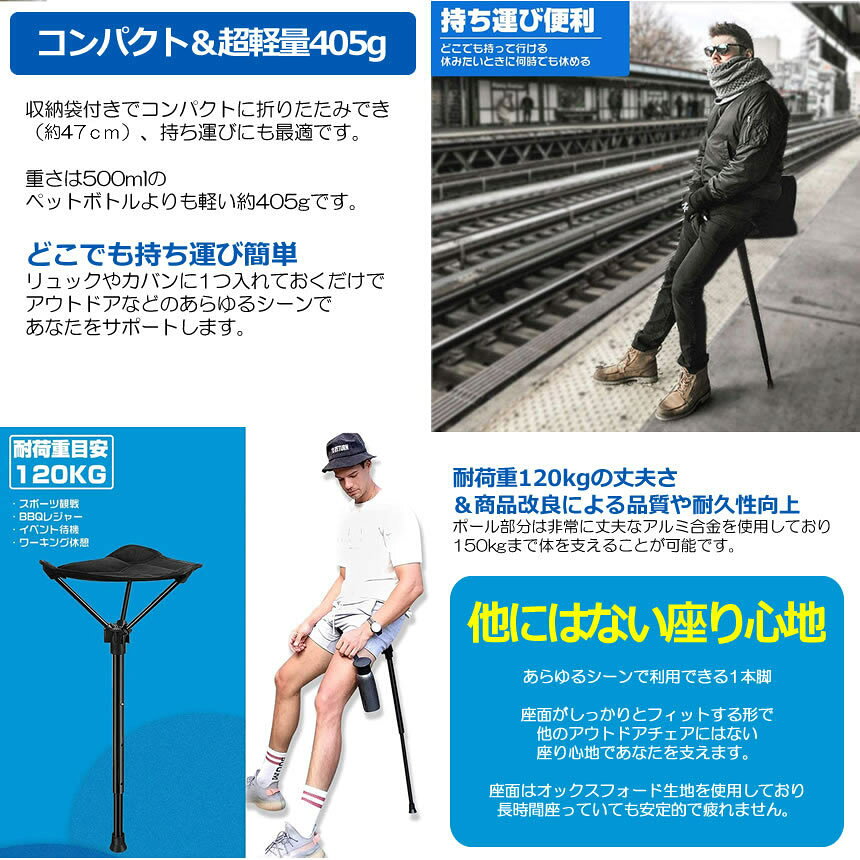 5個セット【【軽量で待ち時間にぴったり】 折りたたみ椅子 軽量 持ち運び アウトドアチェア 椅子 折りたたみ いす ステッキチェア スタンディングチェア 簡易椅子 折りたたみいす コンパクト 携帯椅子 コンパクトチェア アウトドア 携帯イス チェア ポータブルチェア 1ポール manaestyle-10000893 マナエスタイル サンプル画像3