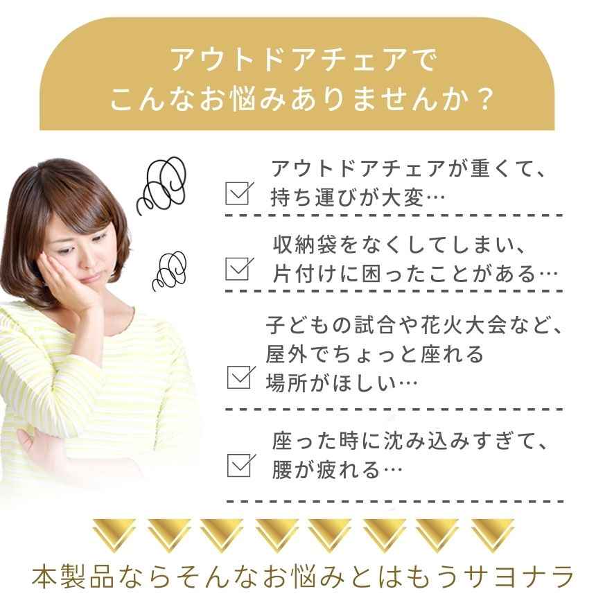 【軽量＆コンパクト】折りたたみ椅子 アウトドアチェア ミニチェア 携帯椅子 コンパクトチェア 組立簡単 収納袋不要 折り畳みイス キャンプ 椅子 イス 花火大会 運動会 公園 登山 行列 フェス 待機 釣り 防災グッズ 非常用 持ち運び便利 折りたたみチェア 車載用 防災用 万博 manaestyle-10000520 マナエスタイル サンプル画像3