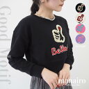 【manairo】GOODモチーフロゴ刺繡ショート丈スウェット (bt-tp04) スウェット ショート丈 刺繍 長袖 刺繍トレーナー カジュアル ナチュラル きれいめ かわいい レディース