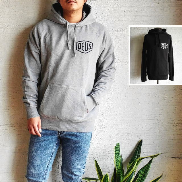 DEUS EX MACHINA  DMW48675C Venice Address Hoodie  ベニスアドレス プルオーバーパーカー（ブラック、グレーマール）BBA