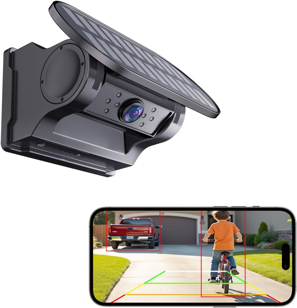 Rakuten - HUAJUN ワイヤレス ソーラー バックカメラ スマホに対応 革新技術 車の後方歩行者 車両認識rt797