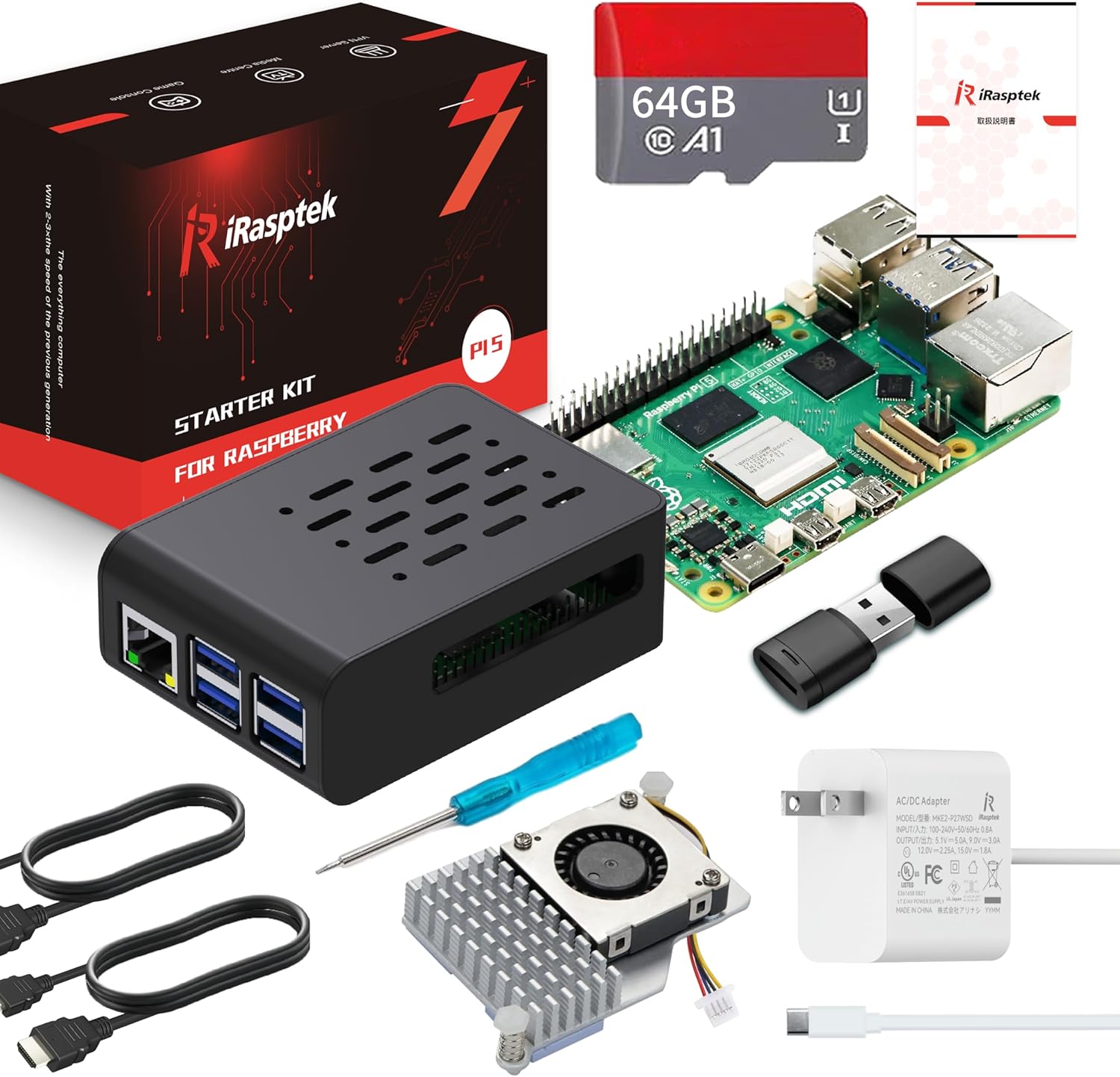 iRasptek Starter Kit For Raspberry Pi 5/ラズベリーパイ5rt779