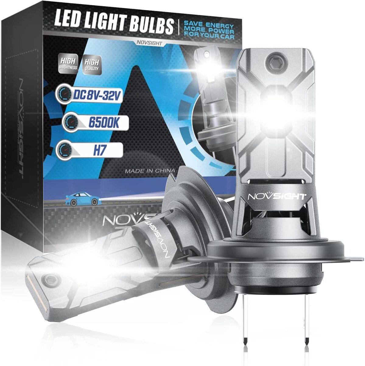 NOVSIGHT h7 ledヘッドライト h7 フォグ 12000lm 6500k 車 バイク用 車検対応 LEDバルブ ホワイト rt162のサムネイル