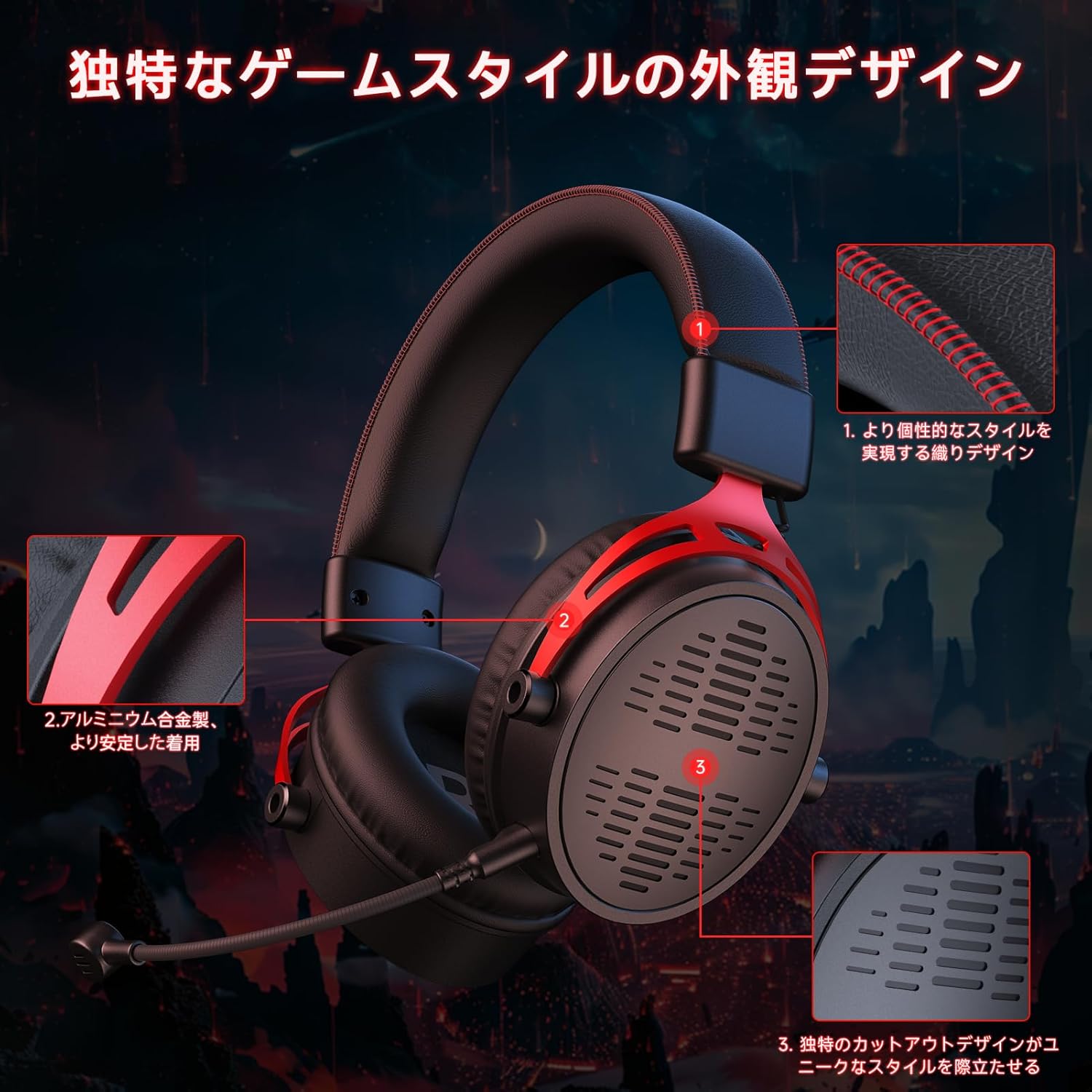 ゲーミングヘッドセット ＜20ms超低遅延 2.4G USB/Type-cアダプター/Bluetooth 5.3rt628