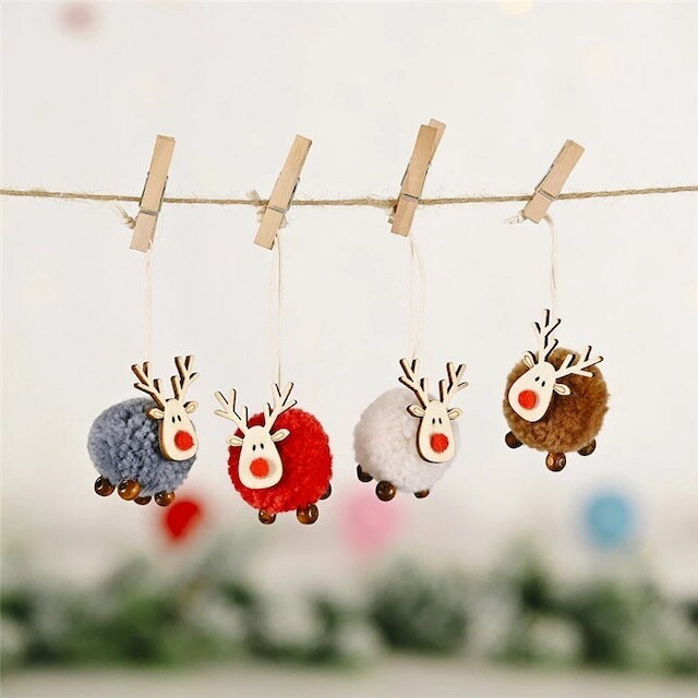 【もこもこトナカイオーナメント/4color】 クリスマスインテリア オーナメント クリスマスオーナメント サンタ リース 流木ハンガー クリスマスグッズ 装飾 電飾 毛糸 ツリー飾り クリスマスツリー 北欧インテリアのサムネイル