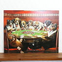 メタルサイン 8匹のカードで遊ぶ犬たち（8Dogs Playing Card） 横32cm×縦41cm ■ ブリキ看板 壁掛け インテリア ティンサイン