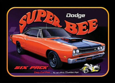 メタルサイン "Dodge SUPER BEE" ダッジ スーパービー 看板 縦30cm×横40cm ■ 車 壁掛け サイン ショップ ガレージ インテリア ティンサイン ブリキ看板