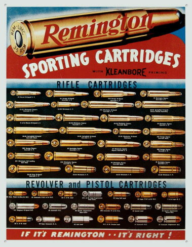 メタルサイン "Remington Sporting Cartidges" レミントン スポーティング カートリッジ 看板 41cm×30cm ■ シューティング 銃 ライフル リボルバー ピストル 壁掛け サイン ショップ ガレージ インテリア ティンサイン ブリキ看板