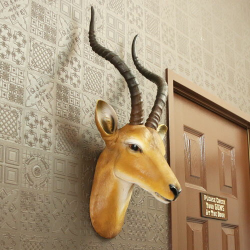 アフリカン アンテロープ ウォールハンギング オブジェ【壁掛けインテリア 動物 サバンナ】 [2]