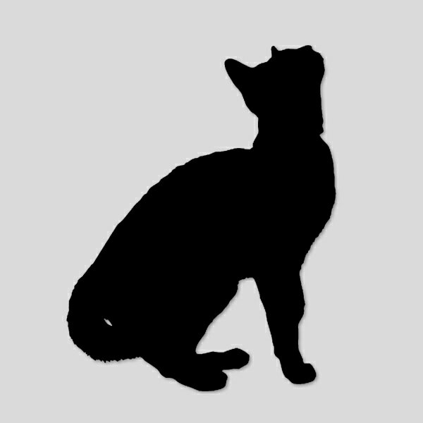 Rakuten - 【ステッカー シール】 見上げる ねこ シルエット デカール 約13cm×9cm ブラック【猫 ビニール サイン ダイカット cat】