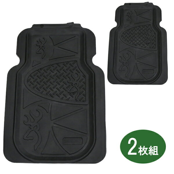 Rakuten - 【フロントマット】 ブローニング ロゴデザイン カーマット ブラック 2枚セット 【BROWNING 鹿 シカ アウトドア 自動車 カー用品】