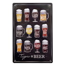 ブリキ 看板 TYPE OF BEER エンボス 30cm×20cm ■ ビール お酒 バー BAR メタルサイン 店舗用 壁掛け インテリア ショップ ガレージ 雑貨