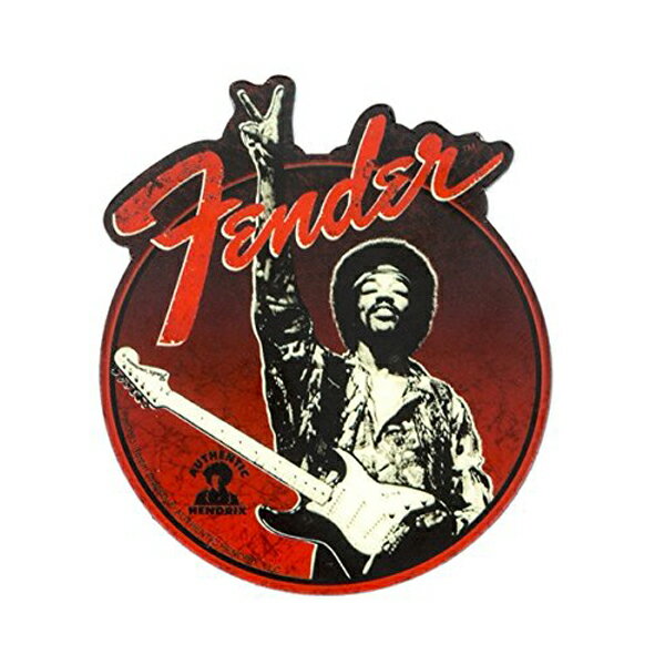 マグネット Fender ロゴ ジミ・ヘンドリックス ピースサイン 8.5cm×7.5cm ■ フェンダー Jimi Hendrix ギター 音楽 ロック 小物 磁石
