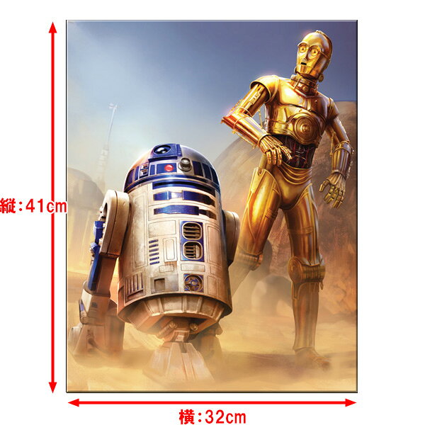 メタルサイン スターウォーズ C-3PO R2D2 看板 縦41cm×横32cm アメリカ製 ■ STAR WARS SF C3PO 壁掛け サイン ショップ ガレージ ブリキ看板 [3]