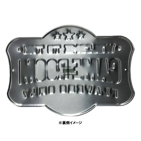 エンボス メタルサイン "WELCOME TO THE GAME ROOM" ゲーム部屋へようこそ 看板 縦19cm×横27cm アメリカ製 ■ ゲーマー ゲーム配信者 ゲーム実況 アメリカン 星条旗 ダイカット 壁掛け サイン ショップ ガレージ ブリキ看板 [3]